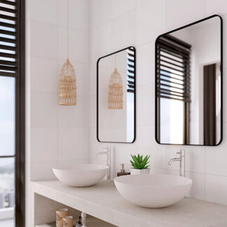ORTONBATH™ Bathroom Mirror Rectangular black framed Wall Mirror Metal Frame Hanging Mirrors Horizontal or Vertical Hangs Simplicity Decor for Bedroom Living Room Bathroom Entryway, Black/GOLD /SILVER OTML1020