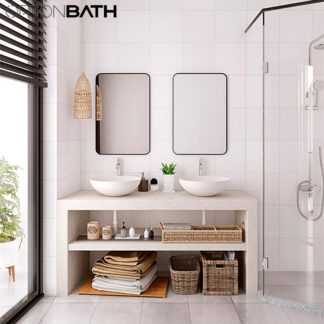 ORTONBATH™ Bathroom Mirror Rectangular black framed Wall Mirror Metal Frame Hanging Mirrors Horizontal or Vertical Hangs Simplicity Decor for Bedroom Living Room Bathroom Entryway, Black/GOLD /SILVER OTML1020