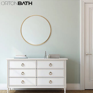 ORTONBATH™  Round Mirror, Circle Hanging Mirror, Metal Frame Wall Mounted Mirror for Home Bedroom, Bathroom, Washroom, Living Room, Entryways OTML1023