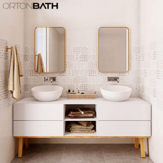 ORTONBATH™ 75/150*50 Bathroom Mirror Rectangular Wall Mirror Metal GOLD Frame Hanging Mirrors Horizontal or Vertical Hangs Simplicity Decor for Bedroom Living Room Bathroom Entryway, Black/GOLD /SILVER OTLM1063