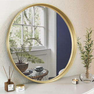 ORTONBATH™  ROUND GOLD BLACK SILVER METAL ALLUMINUM Framed Wall Mirror, Traditional Dark Accent Mirror for Home Decor Modern Frame Bathroom Mirror  OTM0502