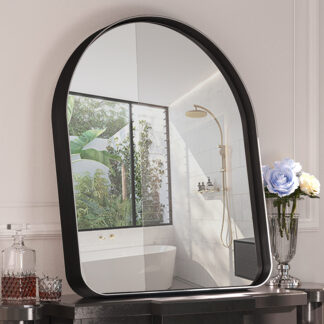 ORTONBATH™  ARCHED GOLD METAL ALLUMINUM Framed Wall Mirror, Traditional Dark Accent Mirror for Home Decor Modern Frame Bathroom Mirror  AGAINST TO WALL MIRROR OTM0504