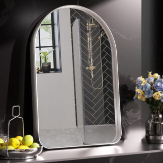 ORTONBATH™  ARCHED GOLD METAL ALLUMINUM Framed Wall Mirror, Traditional Dark Accent Mirror for Home Decor Modern Frame Bathroom Mirror  AGAINST TO WALL MIRROR OTM0504