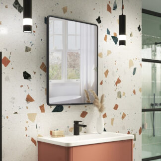 ORTONBATH™ MODERN BLACK FRAMED REACTANGLE  Hand-Forged Metal Framed Vanity Bath Wall Mirror BATHROOM MIRROR ART HOME DÉCOR METAL FRAMED MIRROR FOR WALL DECORATIVE OTL0513