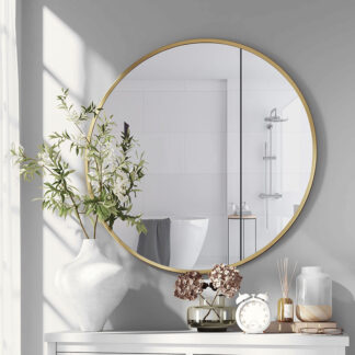 ORTONBATH™ MODERN BLACK FRAMED ROUND  Hand-Forged Metal Framed Vanity Bath Wall Mirror BATHROOM MIRROR ART HOME DÉCOR METAL FRAMED MIRROR FOR WALL DECORATIVE OTL0514