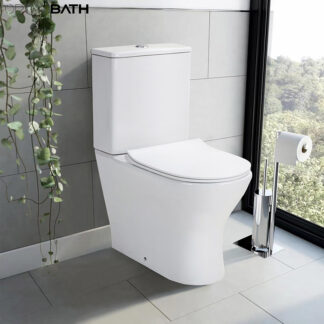 ORTONBATH™ RIMLESS FULLY BACK TO WALL BOTTOM INLET Two-Piece Wash Down ROUND  Bowl Toilet Dual-Flush 3/6L PER FLUSH WC WATERCLOSET OTMF51