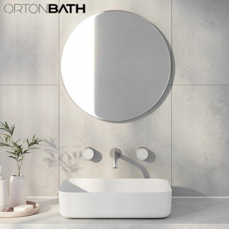 ORTONBATH™   FRAMELESS Round Bathroom Mirror Wall Hanging Bathroom Mirror Dressing Table Mirror Makeup Mirror Wall Hanging Round Mirror Porch Decorative Mirror,4040CM OTML1012