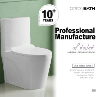 ORTONBATH™ Efficient One-Piece Toilet WC Bathroom Water Closet One-Piece Elongated Toilet WaterSense 4.8L (1.26GAL) MAP 1000G, 3 Flushing Modes, Modern Design - 27x15x31in  Dual-Flush PER FLUSH OTCT001