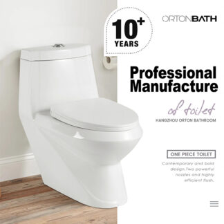 ORTONBATH™ shark white WC Bathroom Water Closet One-Piece Elongated Toilet Dual-Flush 3/6L PER FLUSH OTAJ041