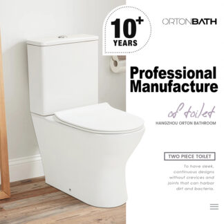 ORTONBATH™ CE CERTIFIED FULLY BACK TO WALL Two-Piece Wash Down Square Bowl Toilet Dual-Flush 3/6L PER FLUSH OT51CD