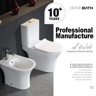 ORTONBATH™ RIMLESS Two-Piece Wash Down ROUND Bowl Toilet Dual-Flush 3/6L PER FLUSH FOR RUSSIA AFRICA EUROPE OTA1217