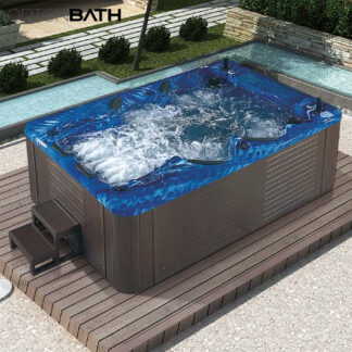 ORTONBATH™  8 Person Outdoor Hot Tub SPA with Insulated Cover + Stairs Bluetooth Sound System USB 34 massage jets heating Ozone OTA607