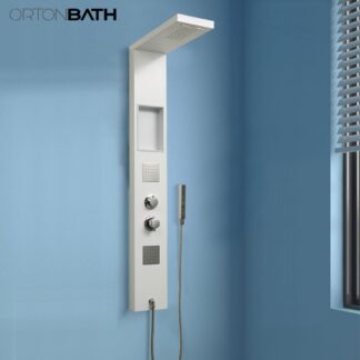 ORTONBATH™ 6 in 1 LED Shower Panel Tower System Rainfall and Mist Head Rain Massage Stainless Steel Shower Fixtures with Adjustable Body Jets OTA831W