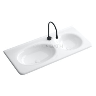 ORTONBATH™   NEW DESIGN SEAMLESS DOUBLE OVAL BOWL SINK CERAMIC BASIN VITREOUS CHINA WHITE BATHROOM VANITY TOP BASIN ONE PIECE COUNTERTOP  BASIN SINK WITH TAP HOLE 600/700/ 800/900/1000/1100/1200MM OTC3018