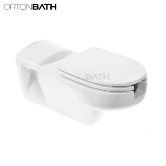 ORTONBATH™  Extended Wall-Mounted Toilet Seat with Age-Friendly Flush Mechanism White OTD00121