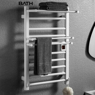 ORTONBATH™ Heated Towel Rack for Bathroom, Towel Warmer with Top Shelf, Wall Mounted Towel Warmer Rack, Hard-Wired/Plug-in, Matte WHITE OTDR6001