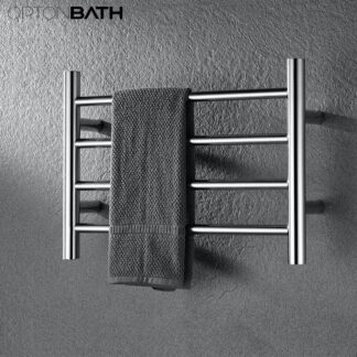 ORTONBATH™ Electric Towel Warmer | Super Thin | with Timer & Temperature Multi-Level Adjustments | Hardwired & Plug-in | Fast Heating | 4 Bar | Brushed Finish  OTDR9013