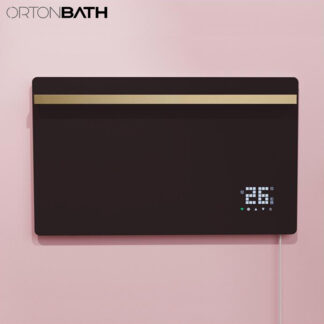 ORTONBATH™ BLACK GLASS Bathroom Radiators Wall Mounted Electric Dryer Heated Towel Warmer Rack WITH SMART SCREEN OTFA-BK202