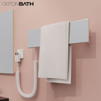 ORTONBATH™ GREY ALLUMINUM Heated Towel Rack,Polishing Brushed Stainless Steel Electric Towel Warmer with Built-in Timer, Wall-Mounted for Bathroom, Plug-in/Hardwired, UL Certificated, Silver OTFA-GR506