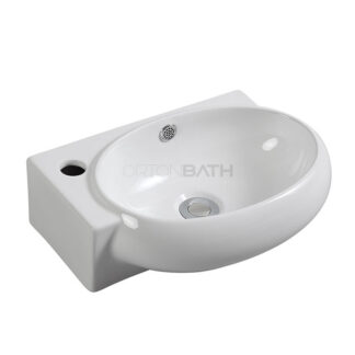 ORTONBATH™ RECTANGULAR Stylish WALL MOUNTED WASH Sink Ceramic Bathroom Sanitary Ware Mini Wall Hung Basin LEFT RIGHT CORNER BASIN OTH3052