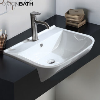 ORTONBATH™   Newest Design Europe Style Semi Recessed Unique Irregular Shape Basin Bathroom Sinks For Luxury Hotel OTH5044