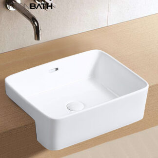 ORTONBATH™   HOT SELLING RECTANGLE SEMI RECESSED CERAMIC WASH BASIN SINK  VANITY BASIN  WITHOUT TAP HOLE OTH8104A