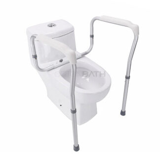 ORTONBATH™ Stand Alone Toilet Safety Rail - Heavy Duty Medical Toilet Safety Frame for Elderly, Handicap and Disabled - Adjustable Bathroom Toilet Handrails Grab Bar, Fit Any Toilet OTHR001