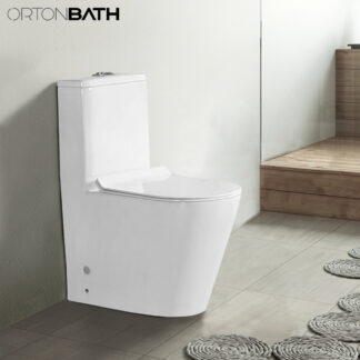 ORTONBATH™ ROUND WASH DOWN RIMLESS TOILET D SHPE BOWL TOILET FULLY BACK TO WALL ONE PIECE TOILET WITH P TRAP OR S TRAP 250MM OTK005A-R