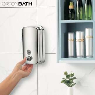 ORTONBATH™  Liquid Dispenser Soap Dispenser Soap Pump Home Hotel Bathroom Mall Kitchen Wall-Mounted Press 304Spot Resist Stainless Large Capacity Bathroom (Color : Brushed Metal, Size : 1000ml33.8OZ)  OT9303
