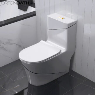 ORTONBATH™ Dual Flush Elongated One Piece Toilet Comfortable Seat Height, Powerful Dual Flush Modern Toilet 12′′ Rough-in OTQP660H