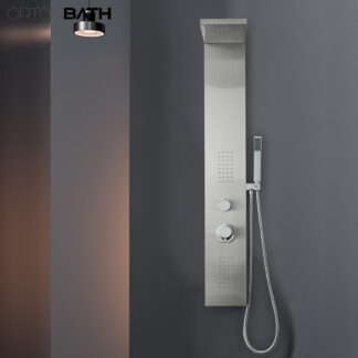 ORTONBATH™ 6 in 1 LED Shower Panel Tower System Rainfall and Mist Head Rain Massage Stainless Steel Shower Fixtures with Adjustable Body Jets OTS9171