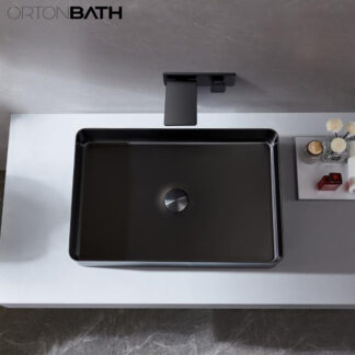 ORTONBATH™ GUN METAL Vessel Sink,Rectangular Stainless Steel Luxury Bathroom Vanity Wash Sink Above Counter OTSC-9813