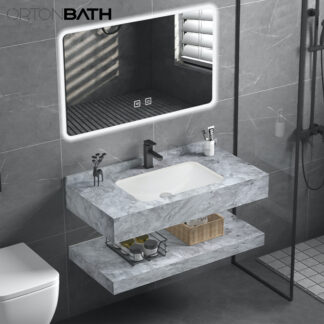 ORTONBATH™  undermount ceramic basin with SINGLE floating sintered stone vanity OTSS002