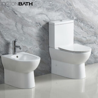 ORTONBATH™ AUSTRALIAN WATERMARK Rimless Comfort Height Wc Sanitary Ware Back to Wall Faced Two Piece Toilet with Short Projection Closed Back Pan FULLY BACK TO WALL TOILET  OTX079