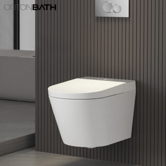 ORTONBATH™   Wall Hung 1-Piece 1.28 GPF Dual Flush Elongated Smart Toilet in White with Concealed Tank Flush Plates Seat Included OTYD19G