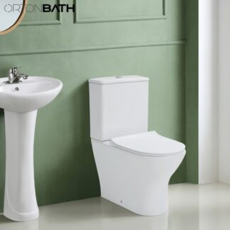 ORTONBATH™ EUROPE HOT SELLING FULLY BACK TO WALL TWO PIECE TOILET WC TOILET BOWL WITH SOFT CLOSE PP/UF SEAT COVER FOR SPAIN CHAIN STORES OTMF51