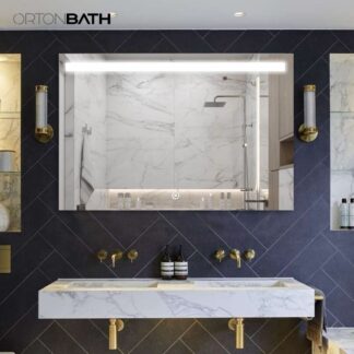 ORTONBATH™   Bathroom LED Mirror 24X32 Inch Front Light and Backlit Bathroom Mirror Frameless Lighted Anti-Fog 3 Colors Vanity Mirror for Bathroom Wall Décor (Horizontal/Vertical) OTECO1202
