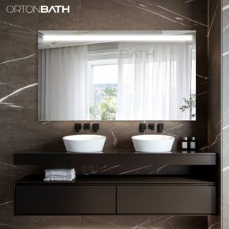 ORTONBATH™   LED Bathroom Mirror with Front + Backlit, Tempered Glass Bathroom Mirror with Lights, Anti-Fog, 3 Colors with Stepless Dimmable Memory Bathroom Mirror(Horizontal/Vertical) OTECO1403