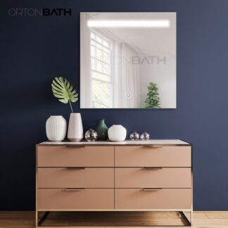 ORTONBATH™   Lighted Illuminated Bathroom Vanity Wall Mirror with Touch Sensor, Modern Rectangle White Mirrors(Horizontal/Vertical) OTECO8001