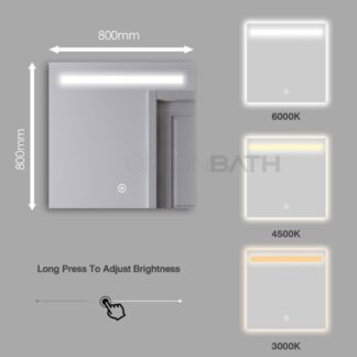 ORTONBATH™   Backlit Mirror 24 X 36 Inch Lighted Bathroom Mirror with Lights 3 Colors Warm/Natural/White Anti-Fog Wall Mounted Dimmable Lighted Vanity Mirror (Horizontal/Vertical) OTECO8003
