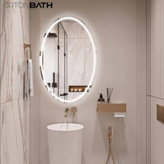 ORTONBATH™   Lighted Illuminated Bathroom Vanity Wall Mirror with Touch Sensor, Modern Rectangle White Mirrors(Horizontal/Vertical) OTFLS001