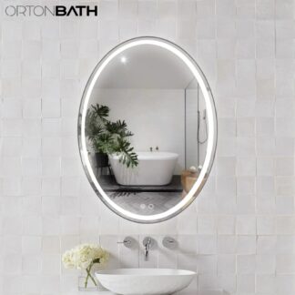 ORTONBATH™   Lighted Illuminated Bathroom Vanity Wall Mirror with Touch Sensor, Modern Rectangle White Mirrors(Horizontal/Vertical) OTFLS011