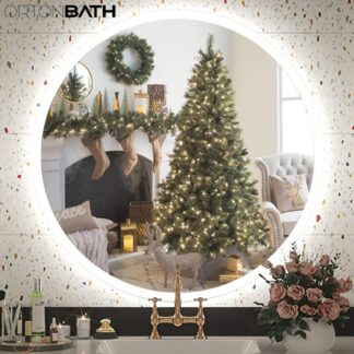 ORTONBATH™   Round Bathroom LED Mirror 24 Inch Frontlit Anti-Fog 3 Colors Light Dimmable Wall Mounted Circle Vanity Mirror OTFLSR003