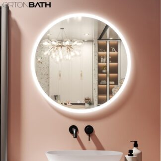 ORTONBATH™   Round Bathroom LED Mirror 24 Inch Frontlit Anti-Fog 3 Colors Light Dimmable Wall Mounted Circle Vanity Mirror OTFLSR003