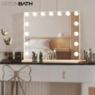 ORTONBATH™   Hollywood Vanity Mirror with Dimmable LED Lights 3 Lighting Modes 2in1 Large Lighted Makeup Mirror for Desk and Wall OTHM1209