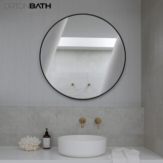 ORTONBATH™   Round Framed LED Mirror with 3 Color Dimmable, Smart LED Vanity Mirror and Anti-Fog Wall Mounted Bathroom Mirror Frontlit Special Design Mirror OTL0603