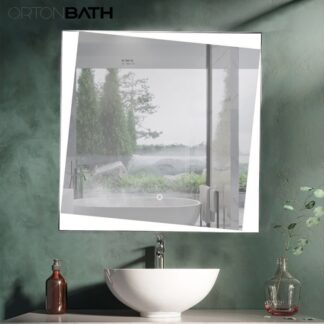 ORTONBATH™   Rectangle Black Framed Bathroom Vanity Mirror LED Makeup Mirrors, Illuminated Touch Switch Anti-Fog Decorative Rectangular Mirror (Horizontal/Vertical) OTL0605