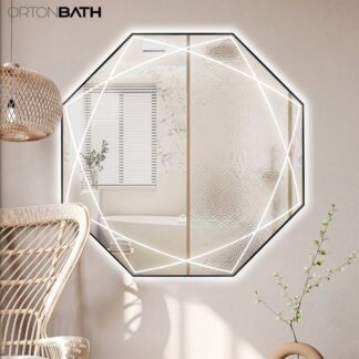 ORTONBATH™   LED Black Framed Backlit Bathroom Mirror with Light, Touch Makeup Vanity Mirrors with Ultra Bright White LED, Dimmable Wall Mirrors Makeup LED Mirror OTL0609