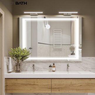 ORTONBATH™   Unique Design LED Lighted Bathroom Backlit Mirror Wall-Mounted Frameless Makeup Mirror with Lights, Illuminated LED Vanity Mirror (Horizontal/Vertical) OTL0611