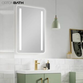 ORTONBATH™   Frameless LED Bathroom Mirror 2 LED Strips Frontlit Lighted Vanity Mirror Anti Fog Stepless Dimmable 3 Colors CRI90+ Double Lights Wall Mirror OTL0614